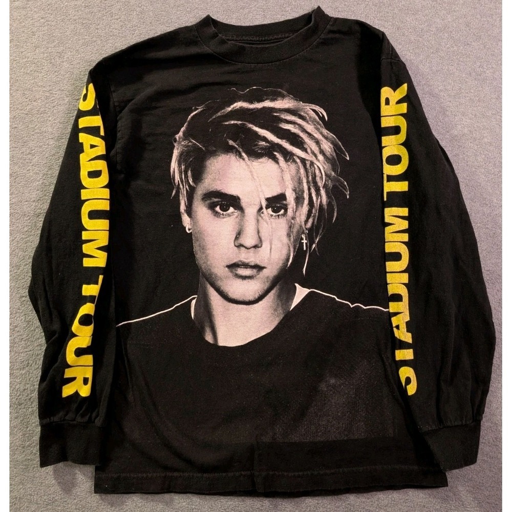 Justin Bieber Stadium Tour 2017 Long Sleeve Concert Shirt Size S Black Official